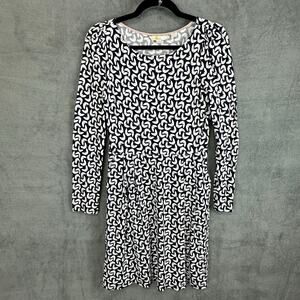 Boden Dress Womens 6 Petite Navy Butterfly Fit and Flare Pockets Preppy Whimsy